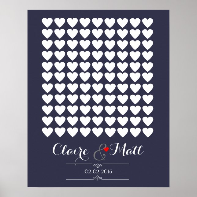 Poster marinho do livro de convidados do carinho (Frente)