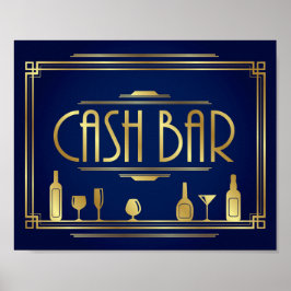 Poster Marinho - Dourado Art Deco - BAR - Sinal de Impres