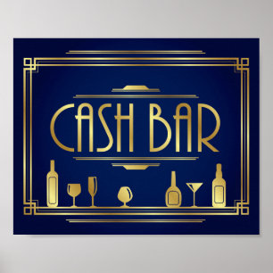Poster Marinho - Dourado Art Deco - BAR - Sinal de Impres