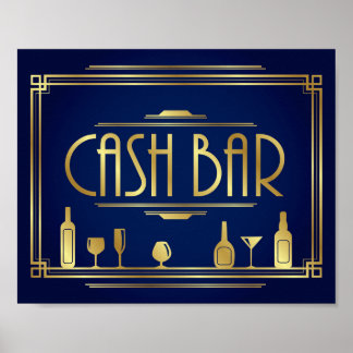 Poster Marinho - Dourado Art Deco - BAR - Sinal de Impres