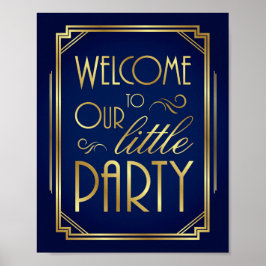 Pôster Marinho Dourado Art Deco BEM-VINDO À NOSSA PEQUENA