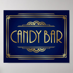 Pôster Marinho Dourado Arte Deco CANDY BAR