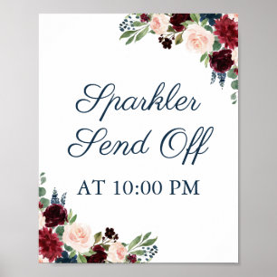 Poster Marinho Marsala Floral Sparkler - Sinal de Descarg