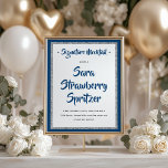 Poster Marinho Mocktail de assinatura de quadro prata bri<br><div class="desc">Este poster de diversão apresenta um cabeçalho de script e o seu texto personalizado em um poster de enquadramento de brilho prateado. Use o formulário modelo para adicionar sua personalização. A Ferramenta Design pode ser usada para alterar as fontes,  as cores e o layout.</div>