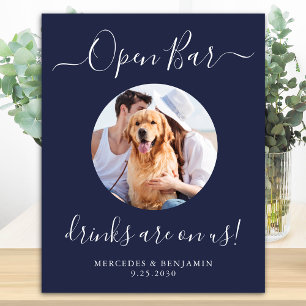 Poster Marinho Personalizado Bar  Aberto Pet Dog Azul