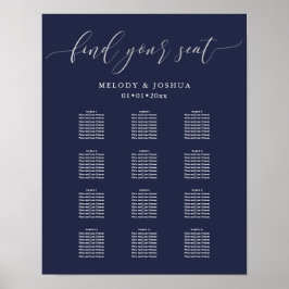 Pôster Marinho PixDezines Caligrafia Moderna, Gráfico de 