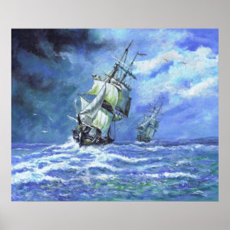 Pôster Marinho Real fragmenta a Costa Francesa de 1812