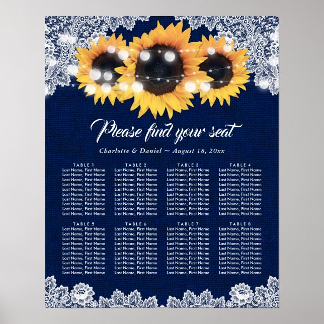 Poster Marinho Russo Blue Sunflower Sating Chart 8 (Frente)