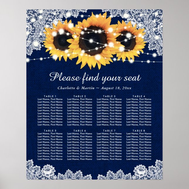 Poster Marinho Russo Blue Sunflower Sating Chart 8 (Frente)
