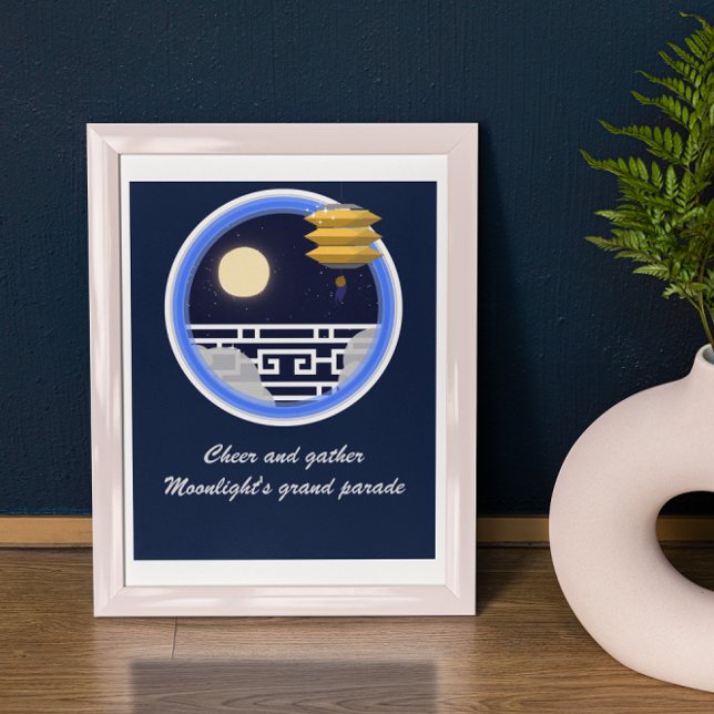 Poster Marinho Sky - Médio da Janela da Lua Branca - Fest (Criador carregado)