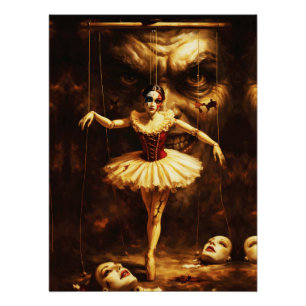 Pôster Marionete Assustadora Bailarina Arte de Boneca de