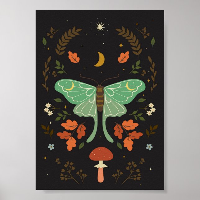 Poster mariposa no estilo boho. (Frente)