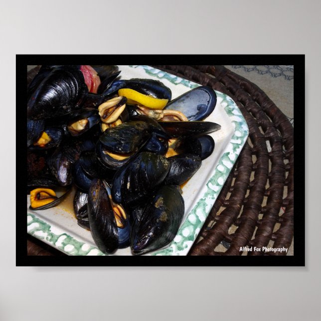 Poster Mariscos Mexilhões em Tigela (Frente)
