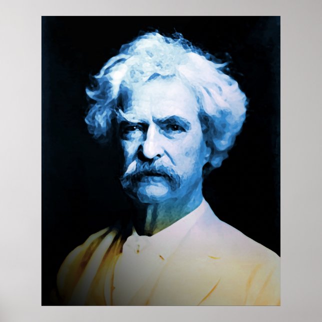 Pôster Mark Twain em Azul (Frente)