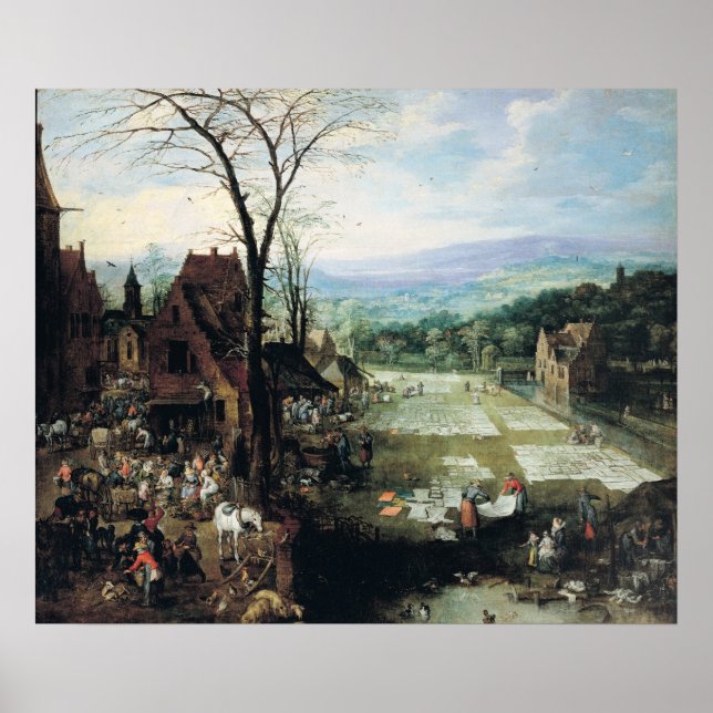 Pôster Market and Bleaching Ground, 1620-22 (Frente)