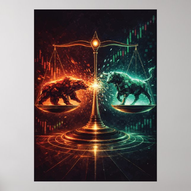 Poster Market Equilibrium, Day Trading, Abstract Geometry (Frente)