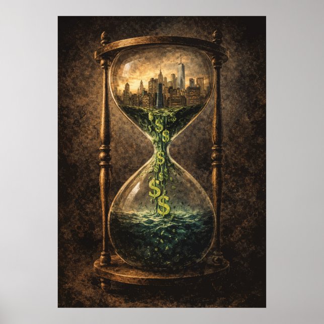 Poster Market Liquidity Hour Glass Day Trading Surreal (Frente)