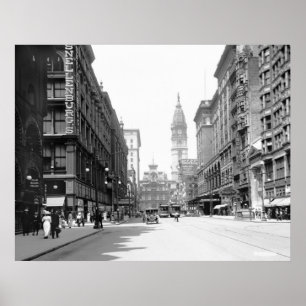 Poster Market Street, Philly, 1910