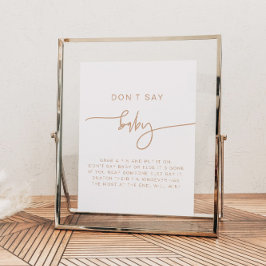 Poster MARLO Boho Earth Toned Beige Don't say Baby Sign