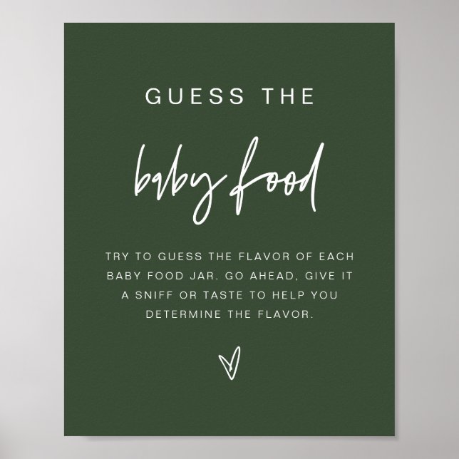 Poster MARLO Boho Forest Green Guess the Baby Food Game  (Frente)