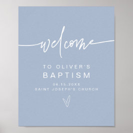 Poster MARLO Modern Boho Dusty Blue Baptism Bem-vindo
