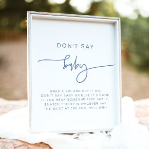 Poster MARLO Modern Boho Dusty Blue Não diga sinal de beb