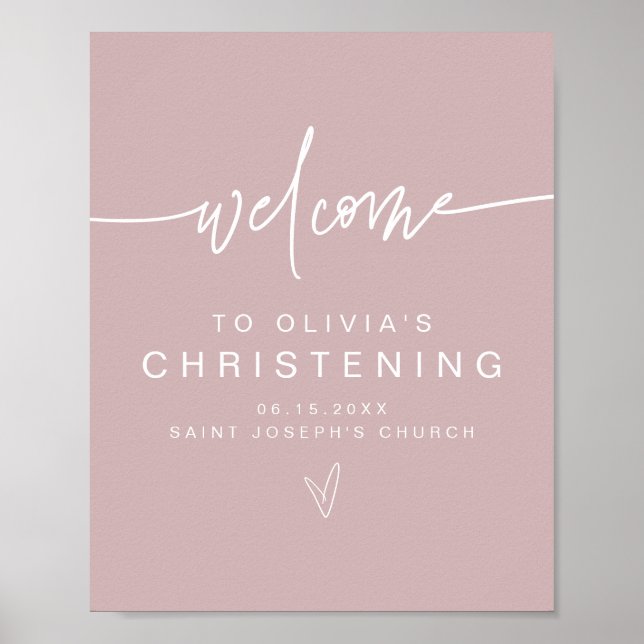 Poster MARLO Modern Boho Dusty Rosa Christening P (Frente)