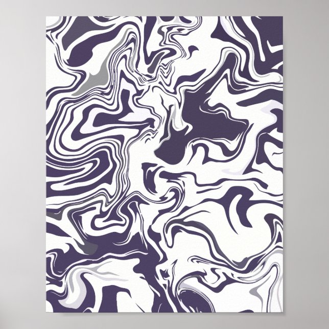 Poster Mármaco monocromático abstrato com Marinho à meia- (Frente)