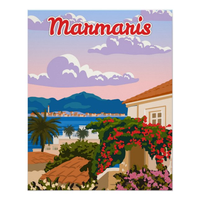 Pôster Marmaris, estância turca, poster retrô (Frente)