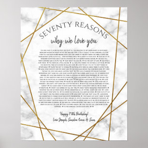 Poster mármore 70 razões porque eu te amo