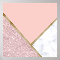 Mármore branco de ouro-rosa geométrico elegante