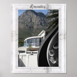 Poster Mármore Branco - Tulipas Abstrato Pretas