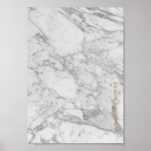 Poster Mármore de Carrara Branco Gold Clássico Personaliz