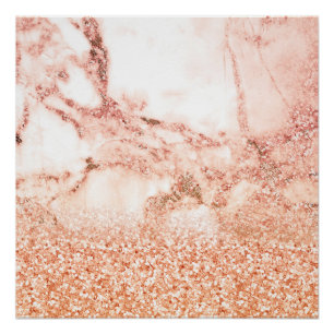 Pôster Mármore de glitter amarelo-rosa
