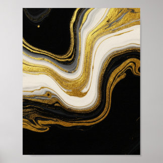 Poster Mármore Dourado Luxurioso - Arte Fluida Abstrato
