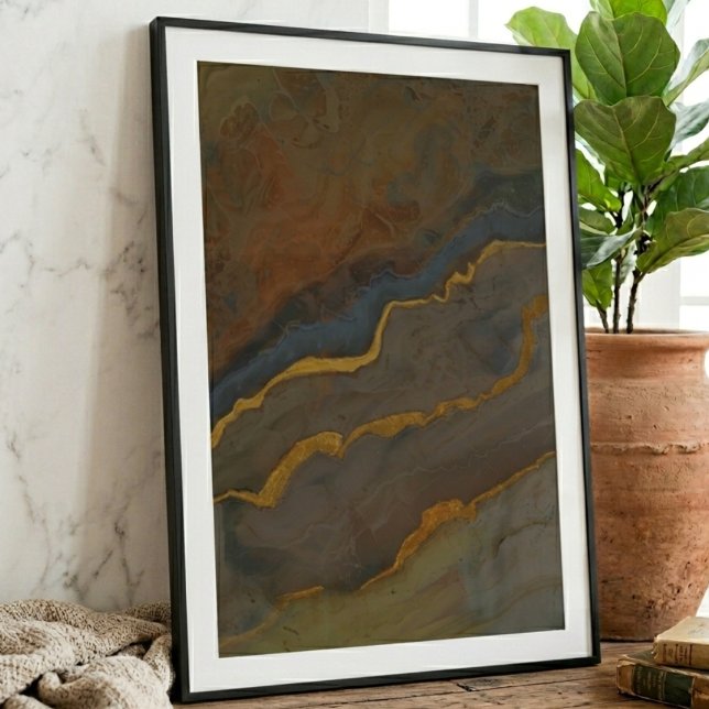Poster Mármore Geodo Tom Terra Abstrato (Earthy geode print for grandfather housewarming poster)