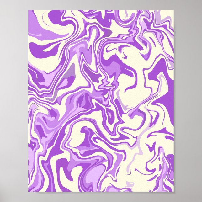 Poster Mármore Giratório Abstrato em Tons de Roxo (Frente)