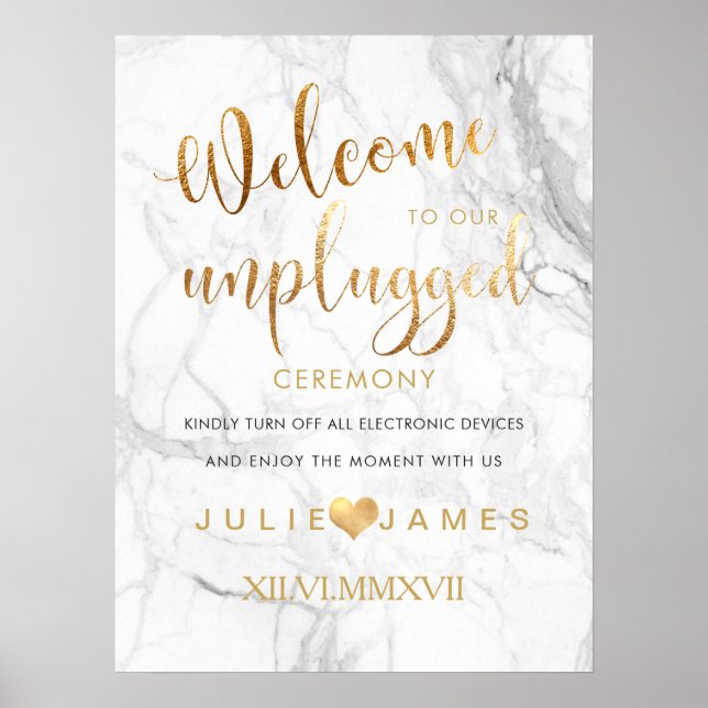 Poster Mármore PixDezines/Faux Dourado/#UNPLUGG (Frente)