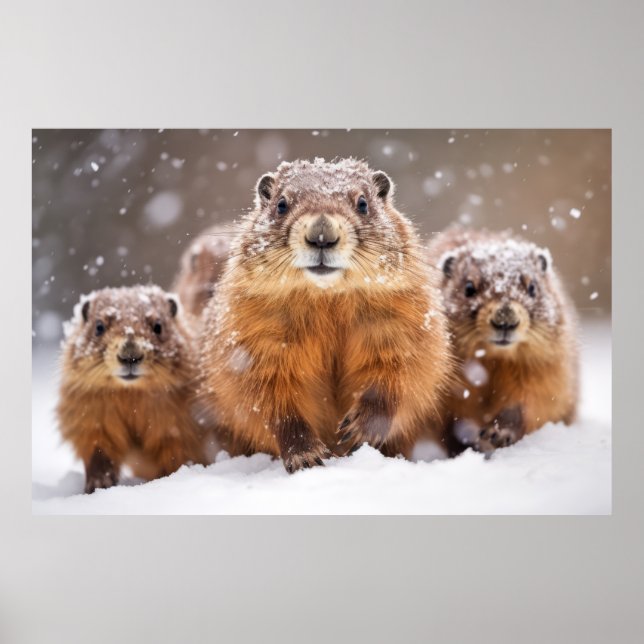 Poster Marmot Animal Family Wandering Nature (Frente)