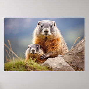 Poster Marmot Animal Wilderness Beauness Art