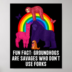 Poster Marmotas Comem Sem Garfos Pun Animal Engraçado Hum