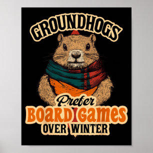 Poster Marmotas Preferem Jogos de Tabuleiro ao Inverno 