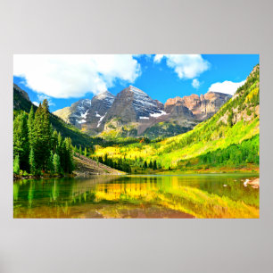 Poster Maroon Bells, Aspen, Colorado Summer Landscape