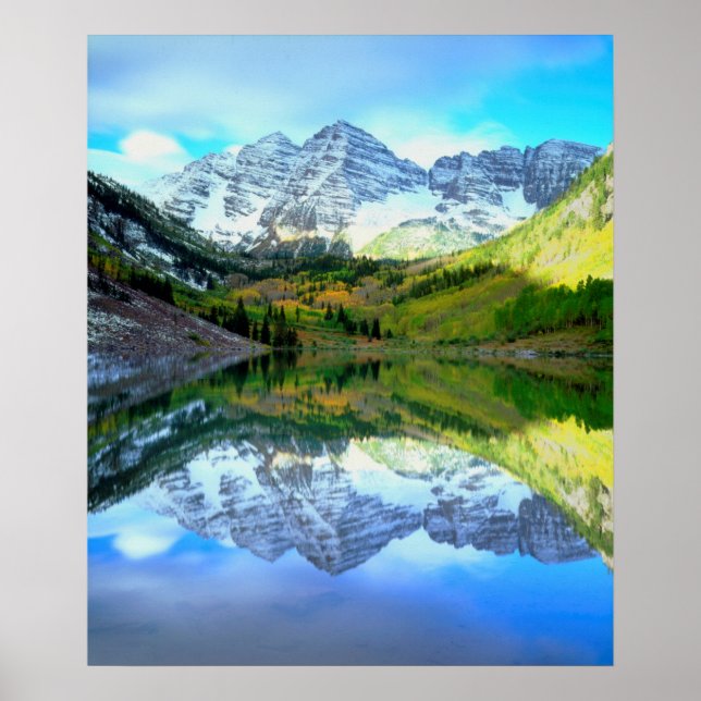 Poster Maroon Bells refletindo no lago de Maroon (Frente)