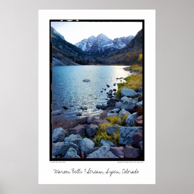 Poster Maroon Bells & Stream, Aspen, Colorado (Frente)