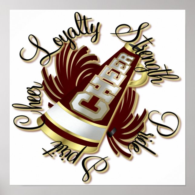 Poster Maroon de Cheerhead e Qualidades Douradas (Frente)