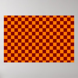Poster Maroon e Orange Checkered Vintage