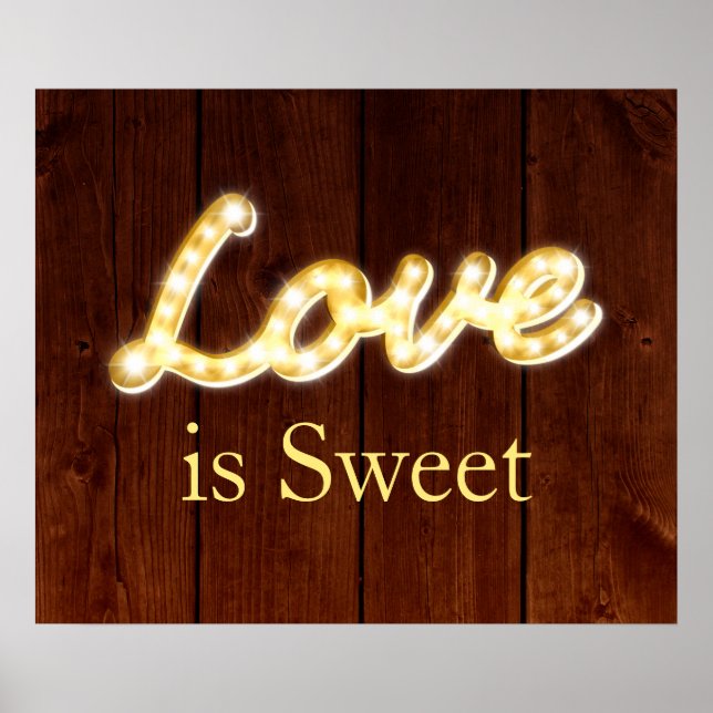Pôster Marquee Lights Love is Sweet - barn conselho (Frente)