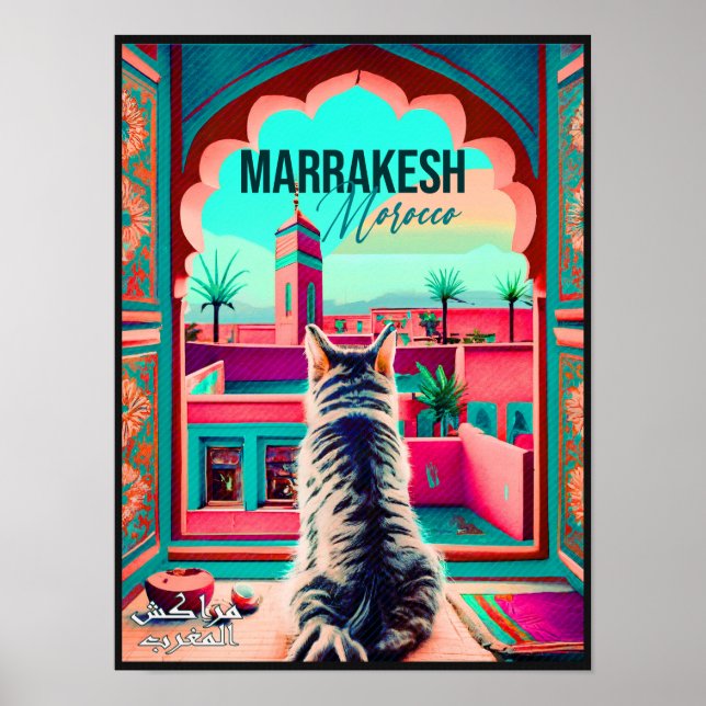 Poster Marrakech Marrocos Cat Viagem Turismo Souvenir (Frente)