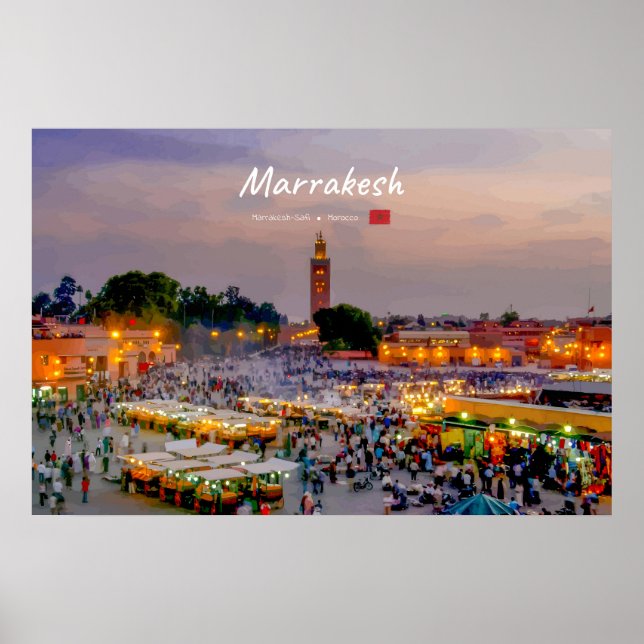 Poster Marrakesh, Marrocos - Praça Jemaa el Fnaa (Frente)